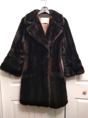 Dark Brown Faux Fur Coat Size S Dark Brown Vintage Grandella